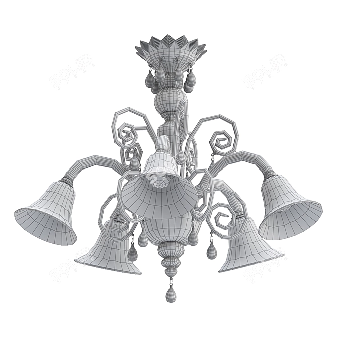 Modern Venetian Chandelier: Murano Glass 3D model image 2