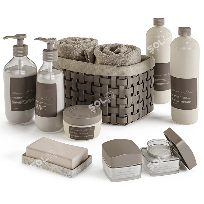 Modern Bathroom Accessory Set: Easy Color Customization 3D model image 1