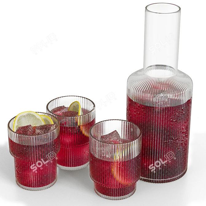 Elegant Glassware Set with Decanter 3D model image 7