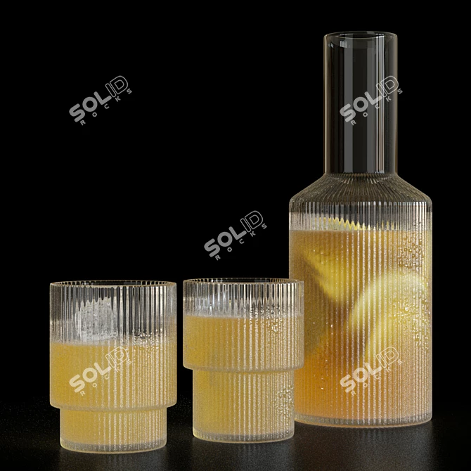 Elegant Glassware Set with Decanter 3D model image 11