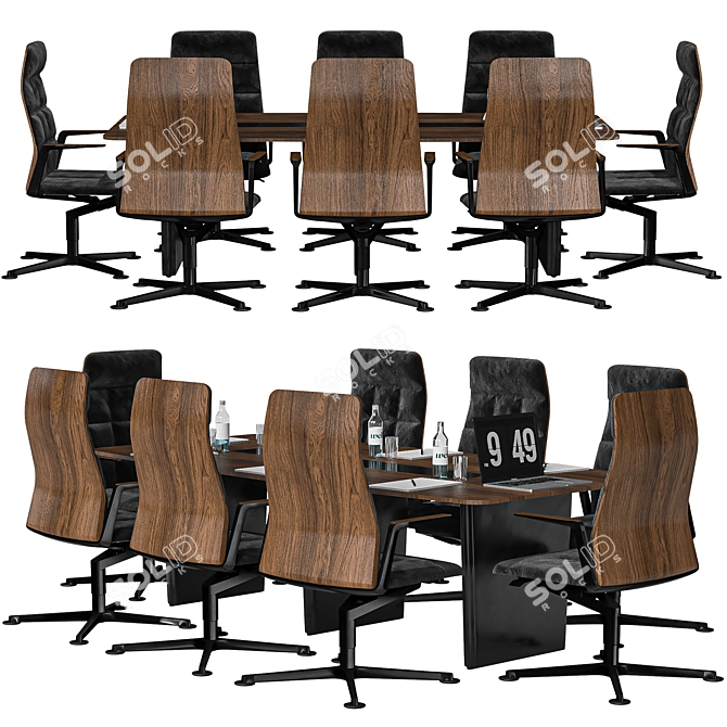 Elegant Wood Conference Table 3D model image 1