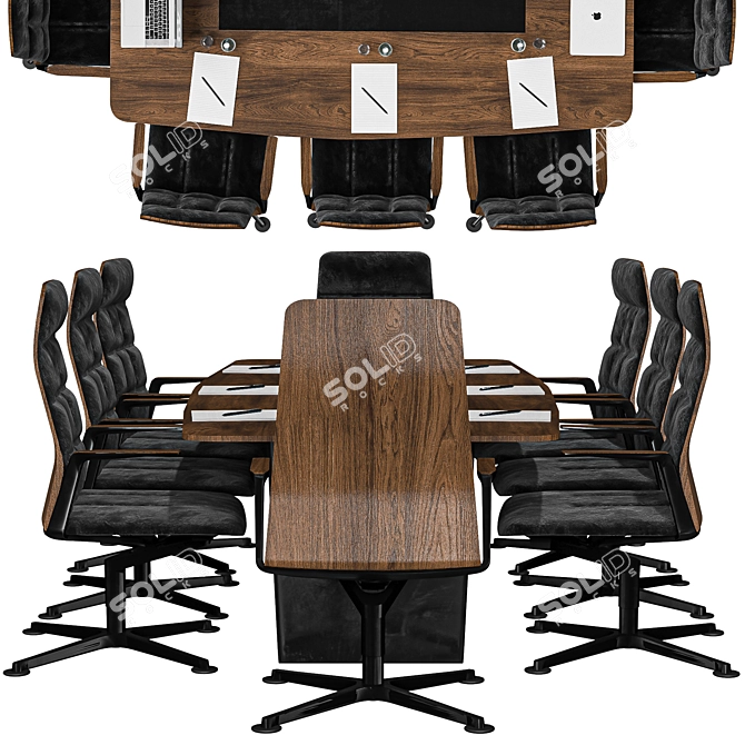 Elegant Wood Conference Table 3D model image 2