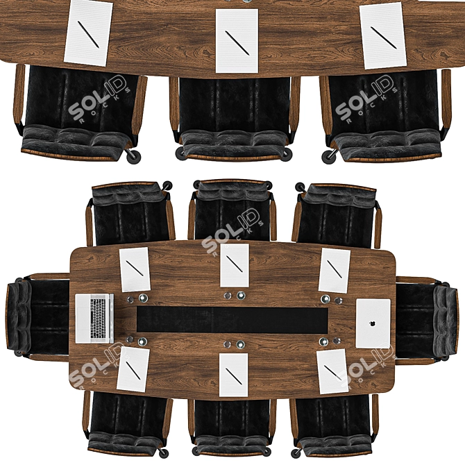 Elegant Wood Conference Table 3D model image 5