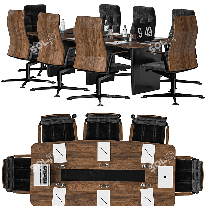 Elegant Wood Conference Table 3D model image 6