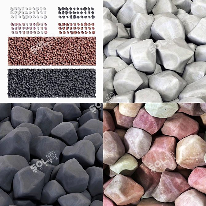 Smooth Gravel Splinter Textured 3D Model 3D model image 1