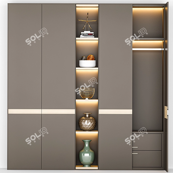 Spacious 3m Wardrobe Furniture 3D model image 2