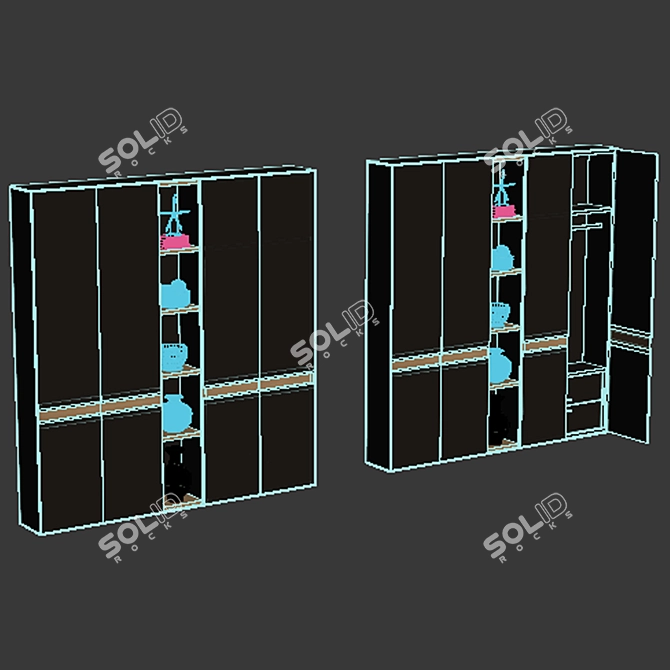 Spacious 3m Wardrobe Furniture 3D model image 4