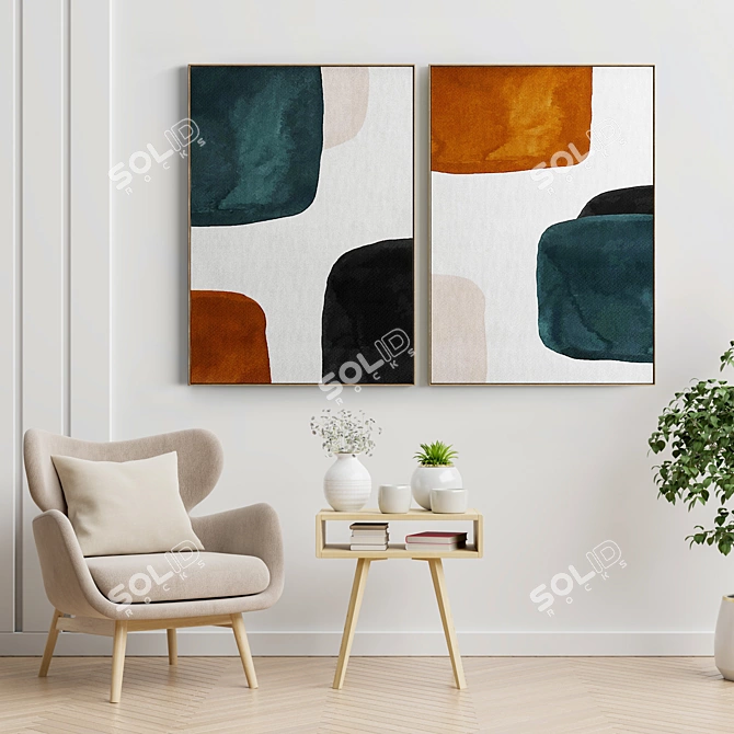 Title: Minimal Abstract Photo Frame Set 3D model image 4