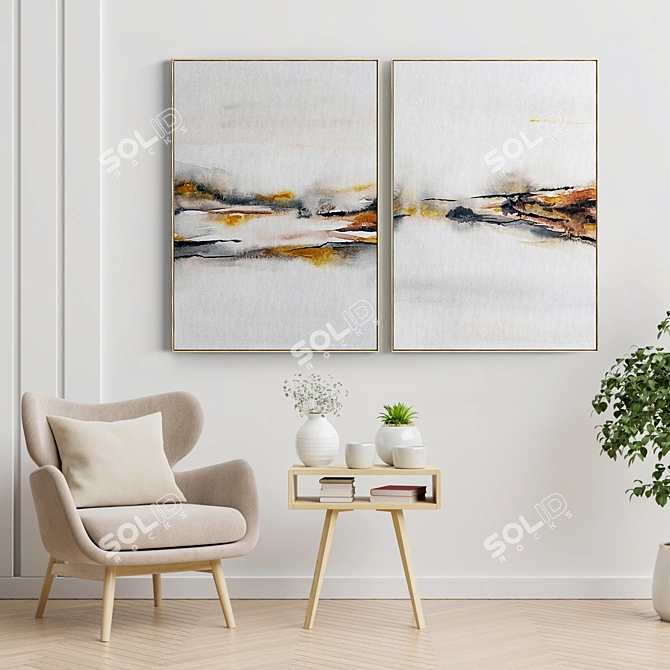 Modern Abstract Frame Set 3D model image 2