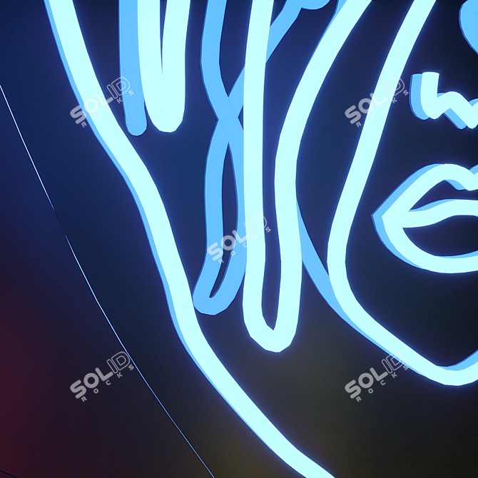 Colorful Glow: Neon Woman Sign 3D model image 2