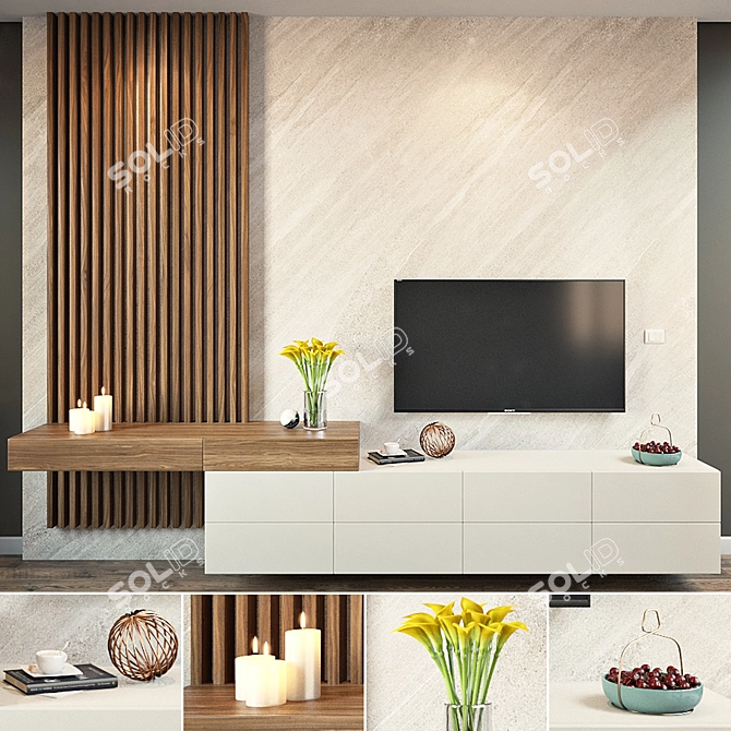 Elegant TV Self for Modern Interiors 3D model image 1