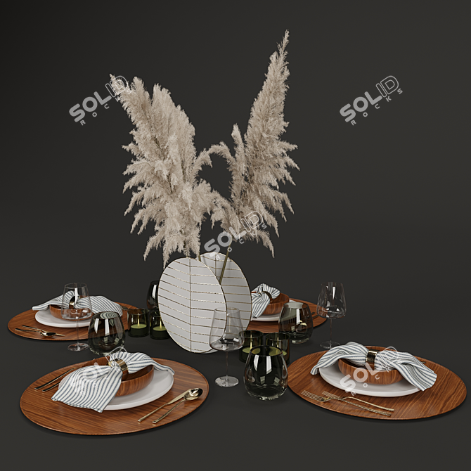 Luxury Table Setting 3D Model 3D model image 1