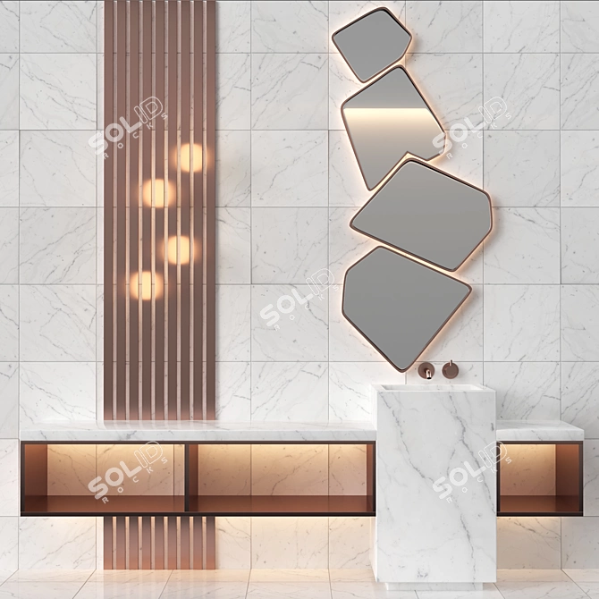 Modern Bathroom Furniture Set 3D model image 1