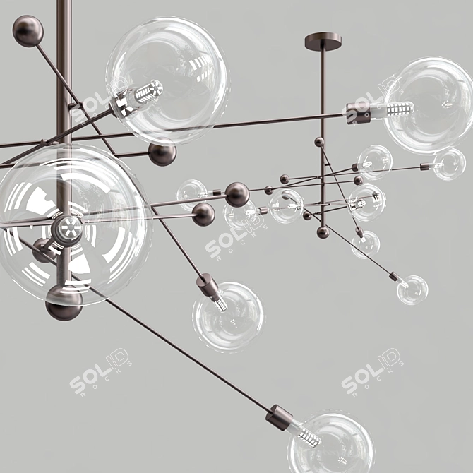 Modern Glass Ball LED Chandelier 3D model image 2