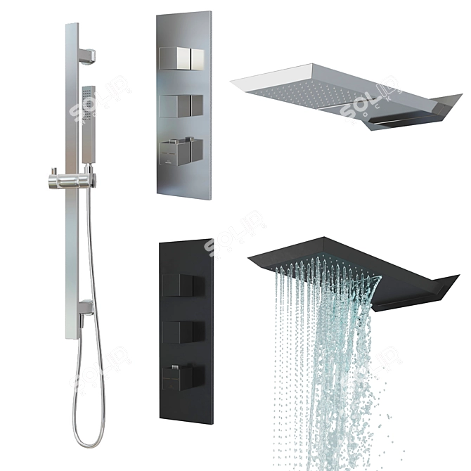 OXO Showers & Taps Set: Luxurious and Modern. 3D model image 1