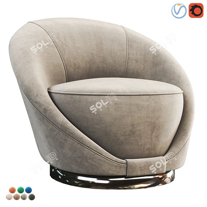 Peacock Swivel Chair - Elegant and Functional 3D model image 1