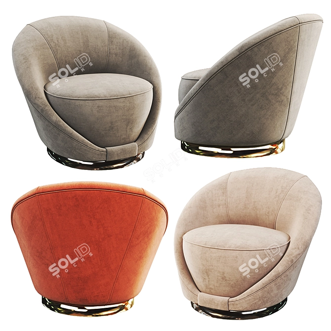 Peacock Swivel Chair - Elegant and Functional 3D model image 3