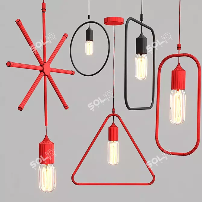 Industrial Metal Pendant Lamp 3D model image 3