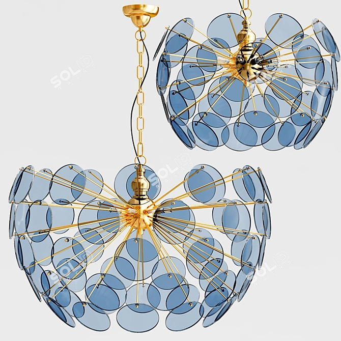 Elegant Golden Blue Pendant. 3D model image 1