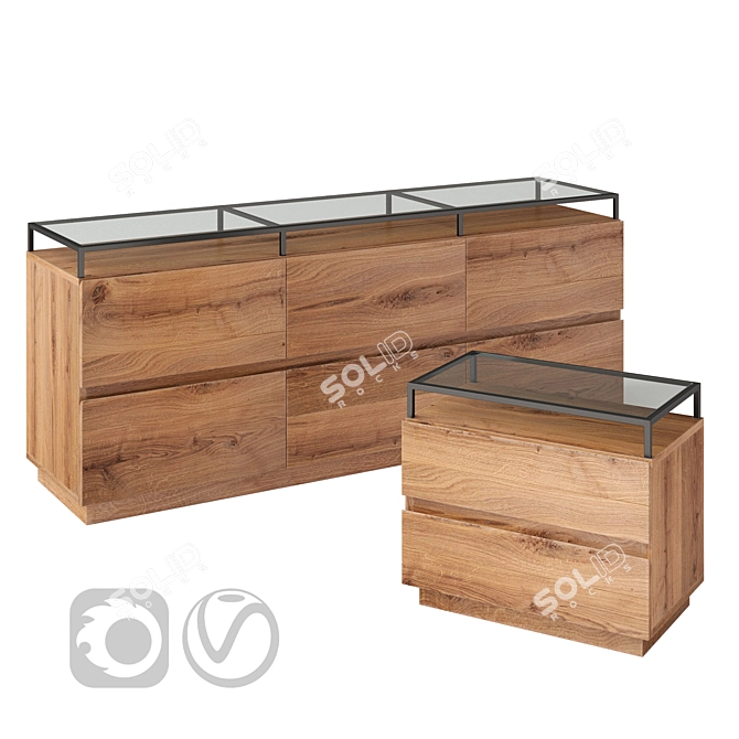 Modern Lawson Dresser & Nightstand 3D model image 1