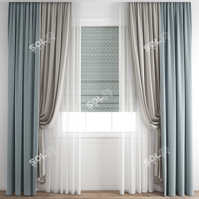 Polygonal Curtain Model - High-Quality Design 3D model image 1