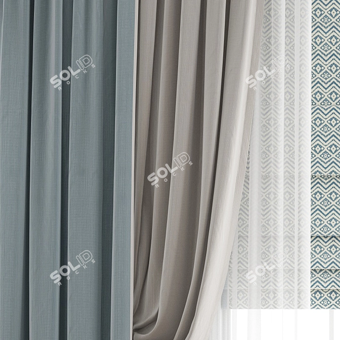 Polygonal Curtain Model - High-Quality Design 3D model image 2