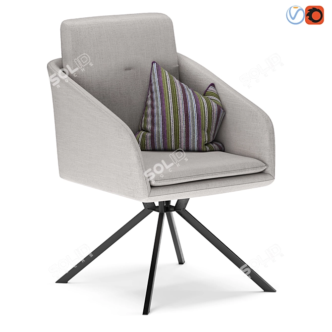 Elegant Swivel Chair with Fabric 3D model image 1