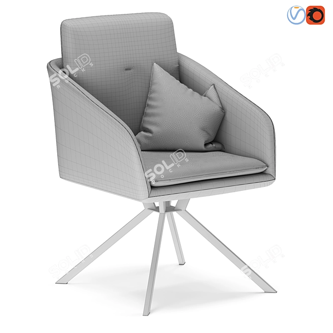 Elegant Swivel Chair with Fabric 3D model image 2