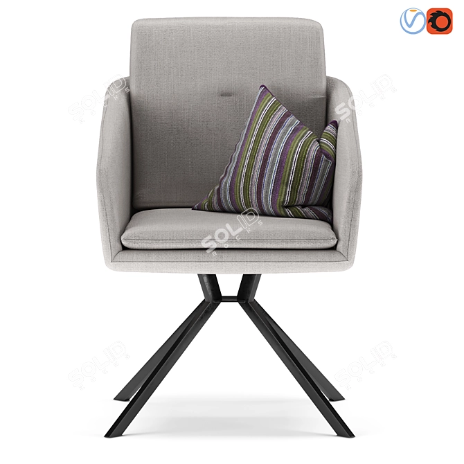 Elegant Swivel Chair with Fabric 3D model image 3