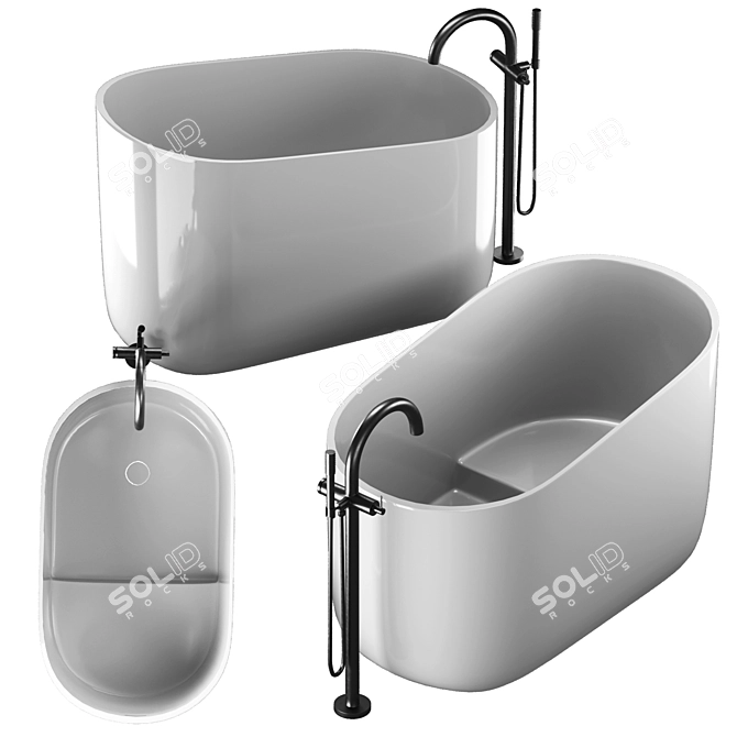 Contemporary Oval Freestanding Bathtub: DIP by Rexa 3D model image 1