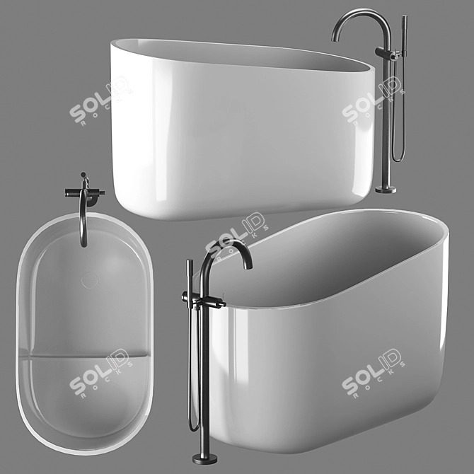 Contemporary Oval Freestanding Bathtub: DIP by Rexa 3D model image 2