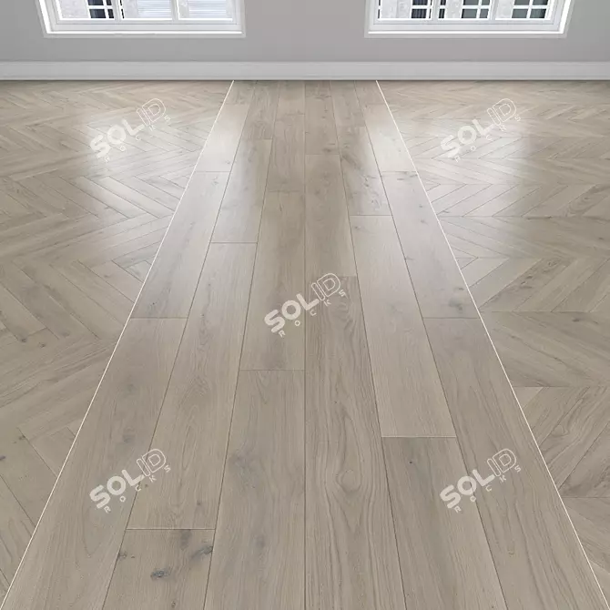 Parquet Oak Collection: Herringbone, Linear & Chevron 3D model image 1