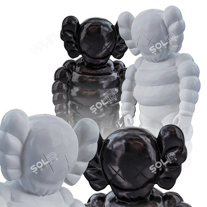 Kaws x Michelin Figurines - Black and White Vinyl Toys 3D model image 1