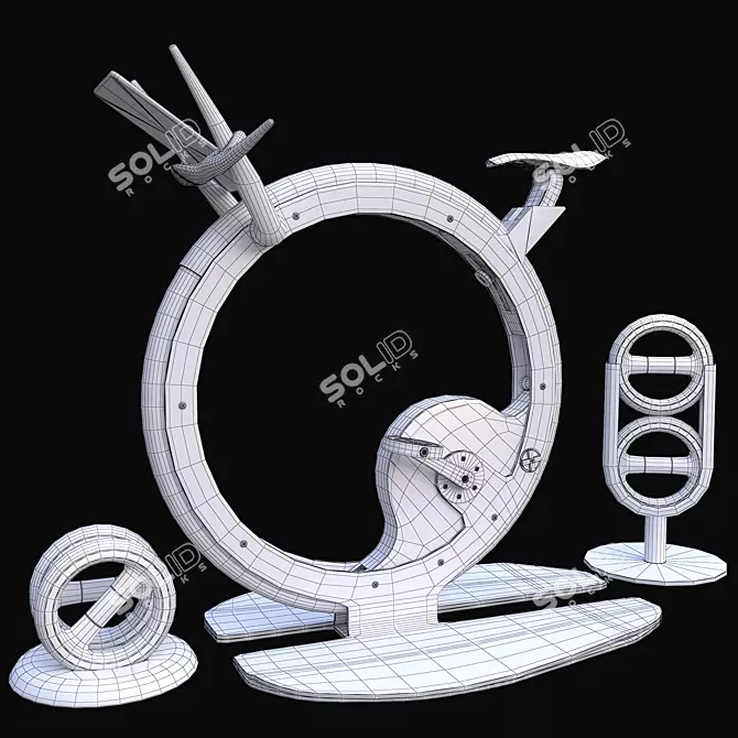 Ciclotte Fitness Bike & Dumbbells 3D model image 3