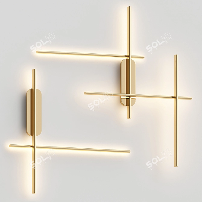 Elegant Brass Wall Light 3D model image 2