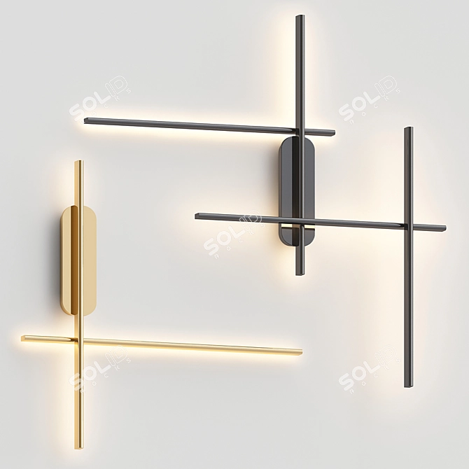Elegant Brass Wall Light 3D model image 4