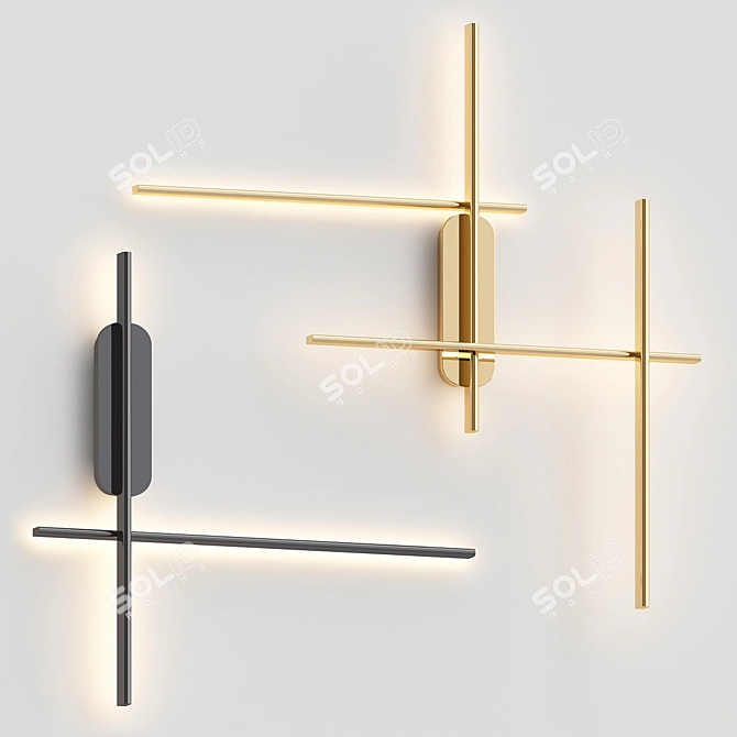 Elegant Brass Wall Light 3D model image 5