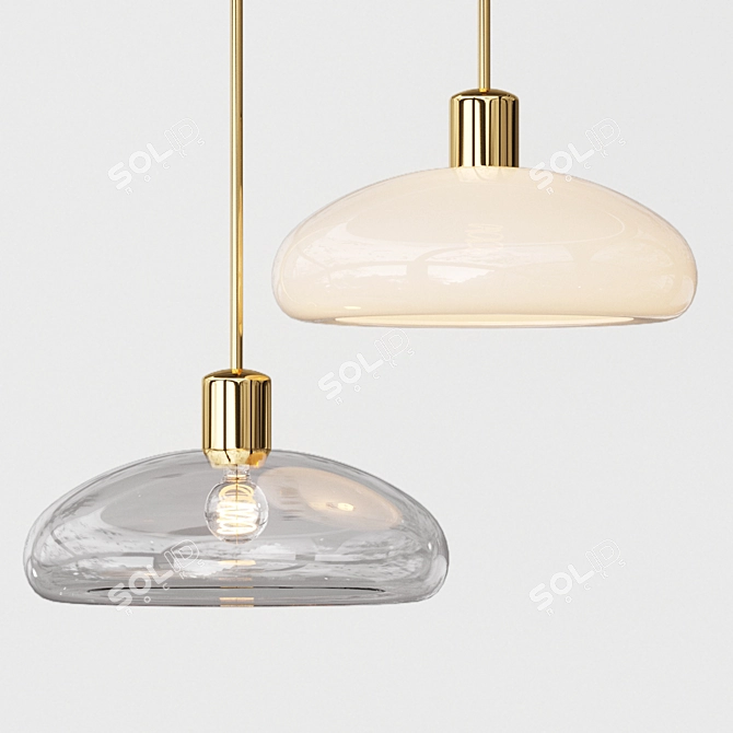 Elegant Iona Brass Pendant Light 3D model image 1