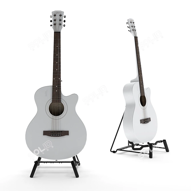 Elitaro E401OC Wight Guitar - 35k Low Poly Acoustic 3D model image 2