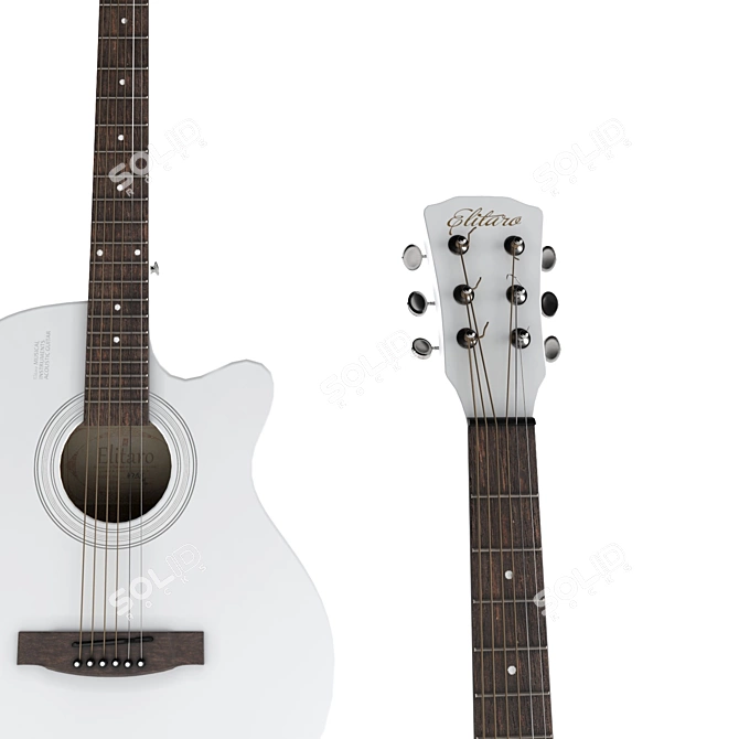 Elitaro E401OC Wight Guitar - 35k Low Poly Acoustic 3D model image 3
