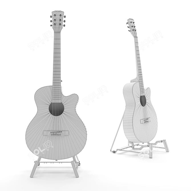 Elitaro E401OC Wight Guitar - 35k Low Poly Acoustic 3D model image 4