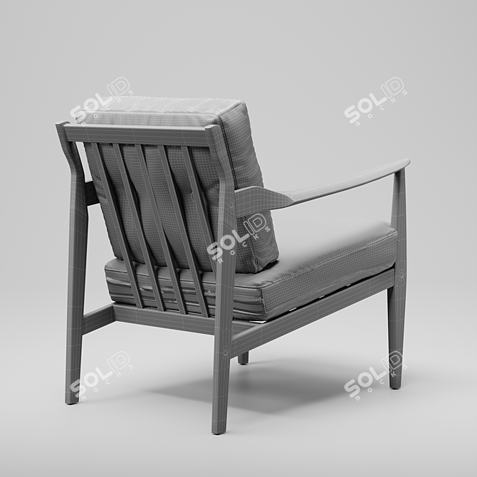 Walnut Framed Mid-Century Lounge Chair 3D model image 5