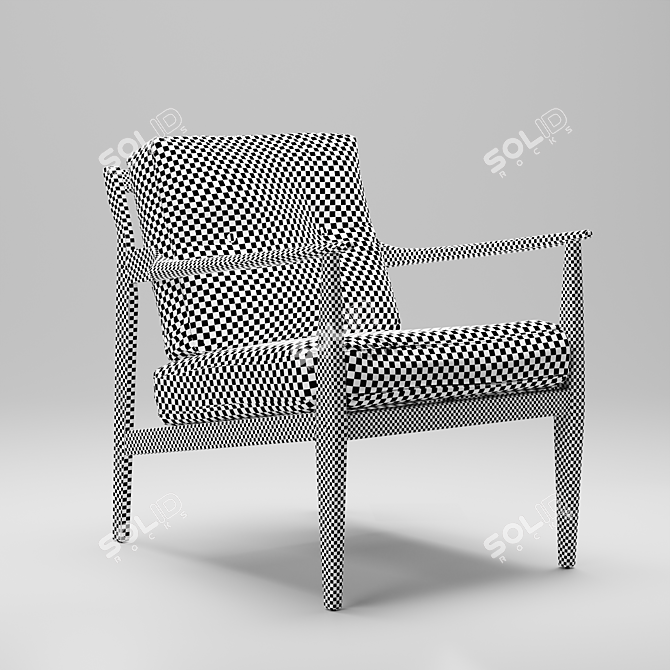 Walnut Framed Mid-Century Lounge Chair 3D model image 6