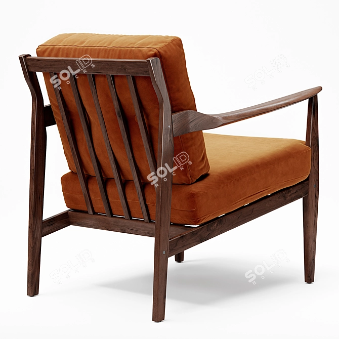 Walnut Framed Mid-Century Lounge Chair 3D model image 9