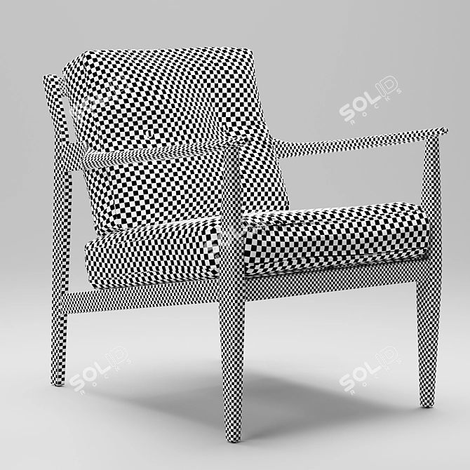 Walnut Framed Mid-Century Lounge Chair 3D model image 12