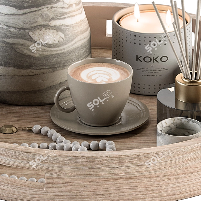 Gorgeous Wheat-Inspired White Decor Set 3D model image 2