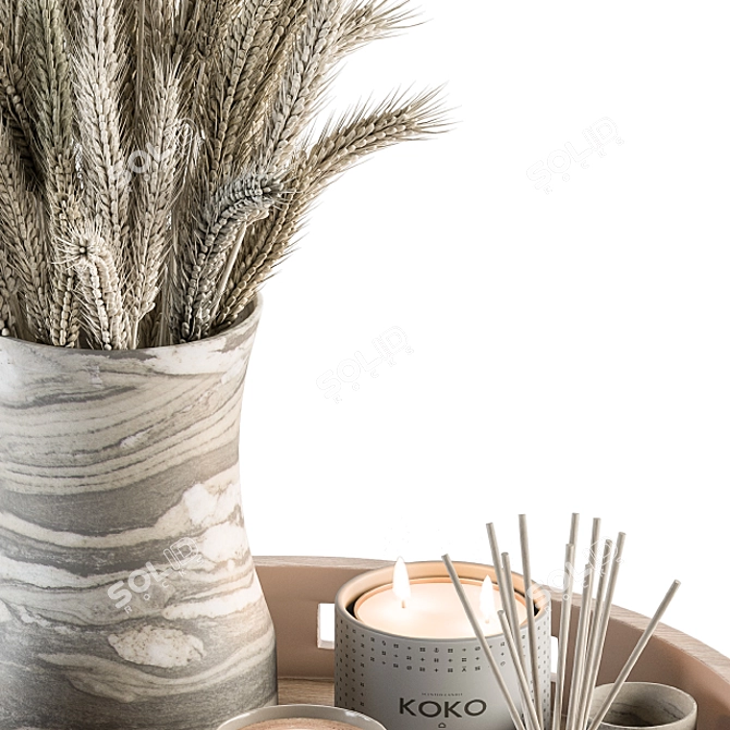 Gorgeous Wheat-Inspired White Decor Set 3D model image 3