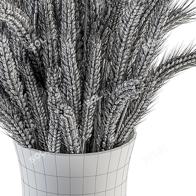Gorgeous Wheat-Inspired White Decor Set 3D model image 5