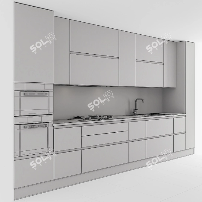 [RU] Кухня в современном стиле - Белый и дерево 56

С 3D model image 5