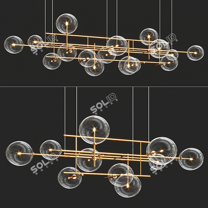Elegant Galotti Chandelier: Bolle Orizzontale 3D model image 1